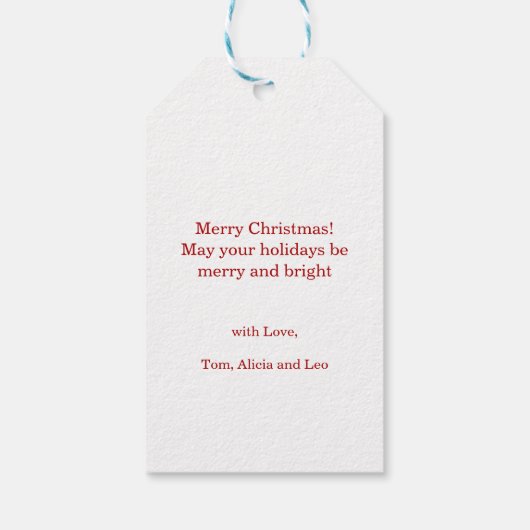 ピュアエレガンスファミリーフォトクリスマス ギフトタグ (裏面)