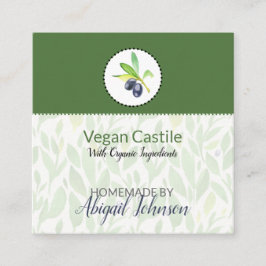 ピュアオリーブ油自家製バス&体ラベル |ラベル スクエア名刺