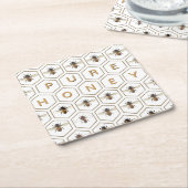 ピュアハニーアピダリープロモーションビーハニカムコースター スクエアペーパーコースター (アングル)