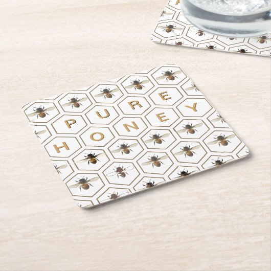 ピュアハニーアピダリープロモーションビーハニカムコースター スクエアペーパーコースター (アングル)