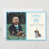 ピュアパピー🐶バスセットハウンドファースト誕生日ボーイ 招待状 (正面)