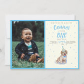 ピュアパピー🐶ラブラドール最初の誕生日パーティーフォト 招待状 (正面)