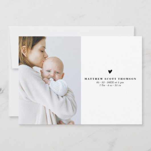 ピュアミニマル写真赤ちゃんシャワーありがとう サンキューカード (正面)