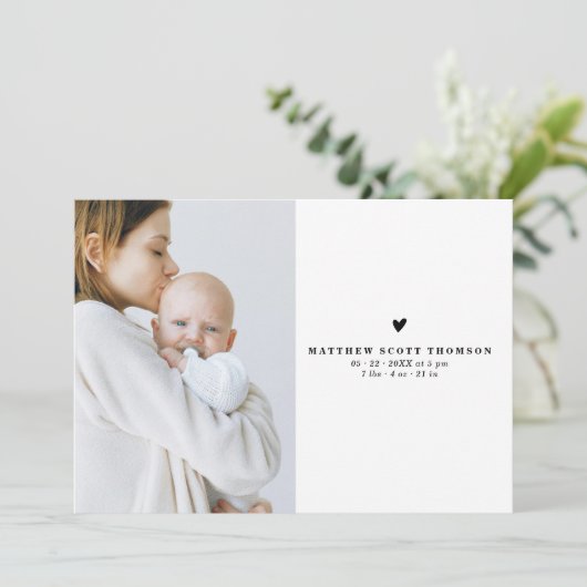 ピュアミニマル写真赤ちゃんシャワーありがとう サンキューカード (スタンド正面)