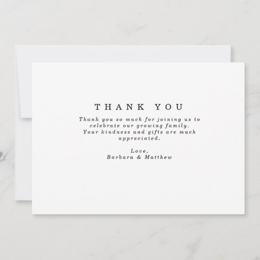 ピュアミニマル写真赤ちゃんシャワーありがとう サンキューカード (裏面)