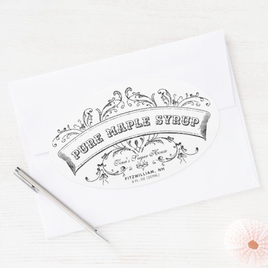 ピュアメープルシロップ古いスファッションドクロールラベル 楕円形シール (封筒)