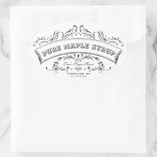 ピュアメープルシロップ古いスファッションドクロールラベル 楕円形シール (バッグ)