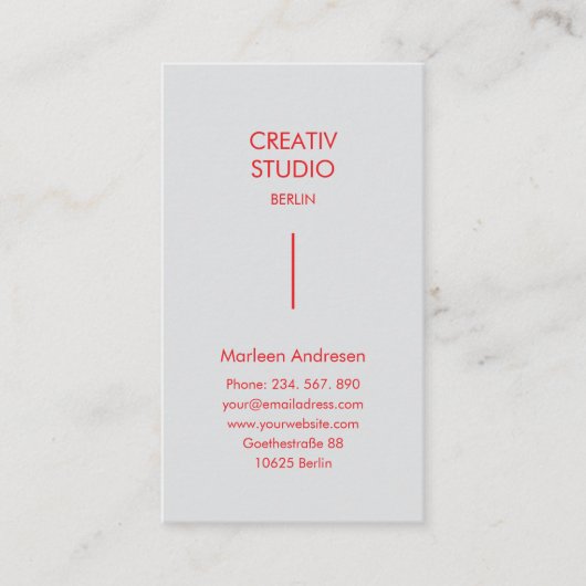 ピュアモダングレー赤 名刺 (正面)