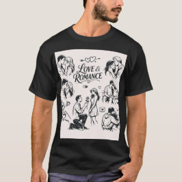 ピュアラブ: ミニマリストカップルのアウトライン Tシャツ