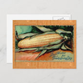 ピュア・コーン:ヴィンテージ感謝祭グリーティングカード シーズンポストカード (正面/裏面)