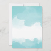 ピュリストブルーティール（緑がかった色）水彩線縁ど結婚の色 招待状 (裏面)