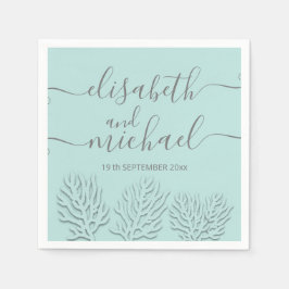 ピュリスト青いエンボスロマンチックなサンゴの書 スタンダードカクテルナプキン