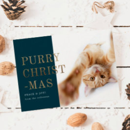 ピュリークリスマスキャットフォト深いグリーン金ゴールド シーズンカード