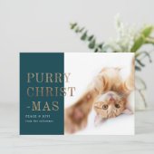 ピュリークリスマスキャットフォト深いグリーン金ゴールド シーズンカード (スタンド正面)