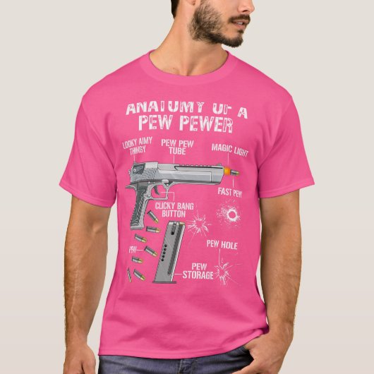 ピューおもしろいピワーの解剖学 – Ammo Gun – 修正版 Tシャツ (正面)