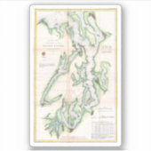 ピューゲットサウンドワシントン海岸のヴィンテージ地図（1867年） シール (正面)