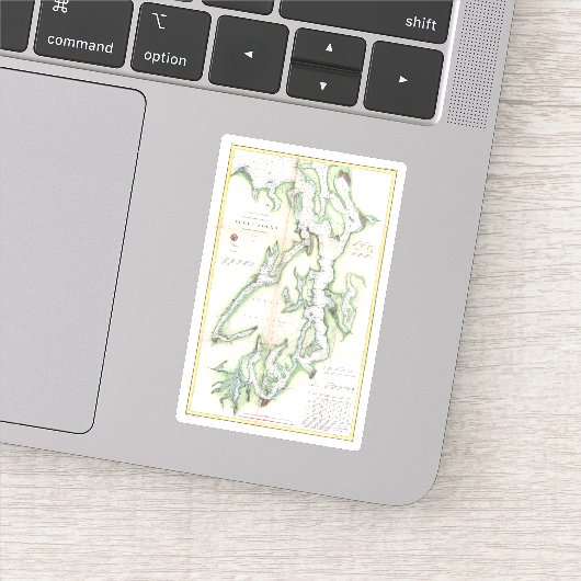 ピューゲットサウンドワシントン海岸のヴィンテージ地図（1867年） シール (詳細)