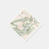 ピューゲットサウンドワシントン海岸のヴィンテージ地図（1867年） スタンダードカクテルナプキン (角)