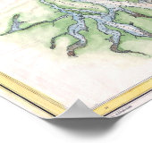 ピューゲットサウンドワシントン海岸のヴィンテージ地図（1867年） ポスター (角)