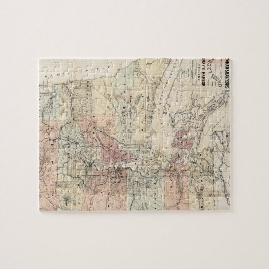 ピュージェットサウンド(1891年)のヴィンテージの地図 ジグソーパズル (横)