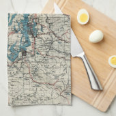 ピュージェットサウンド(1919年)のヴィンテージの地図 キッチンタオル (四つ折り)