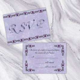ピューターと紫の結婚宝石 出欠カード