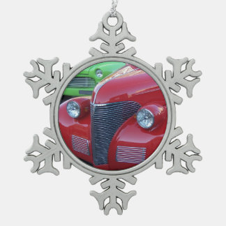 ピューターの雪の結晶 アンティークカー クリスマス オーナメント