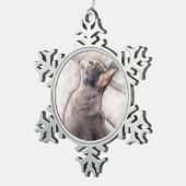 ピューターの雪片のオーナメントの灰色のタキシード猫 スノーフレークピューターオーナメント (右)