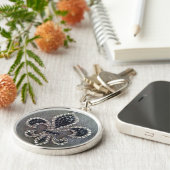 ピューターの革プリントのkeychainの(紋章の)フラ・ダ・リ キーホルダー (側面)