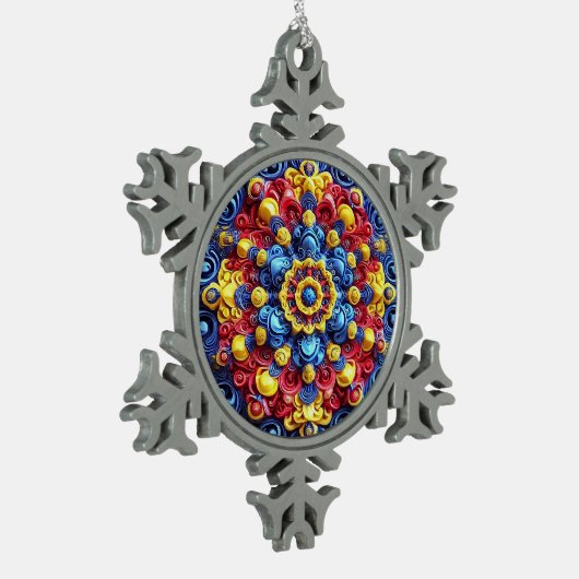 ピュータースノーフレークオーナメントとルーマニアの色 スノーフレークピューターオーナメント (左)