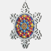 ピュータースノーフレークオーナメントとルーマニアの色 スノーフレークピューターオーナメント (右)