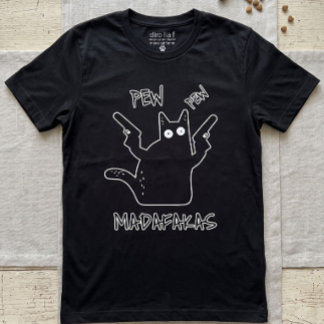 ピューピュー・マダファカス 黒猫 - おもしろい クレイジーキャット Tシャツ