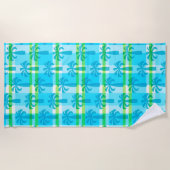 ピューレハワイアンヴィンテージパームツリープレイドターク ビーチタオル (正面)