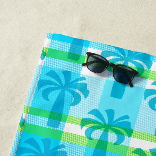 ピューレハワイアンヴィンテージパームツリープレイドターク ビーチタオル (インサイチュ)