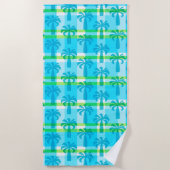 ピューレハワイアンヴィンテージパームツリープレイドターク ビーチタオル (正面)