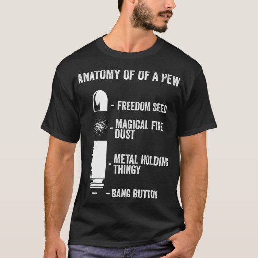 ピュー兵器おもしろい銃の解剖学 Tシャツ (正面)