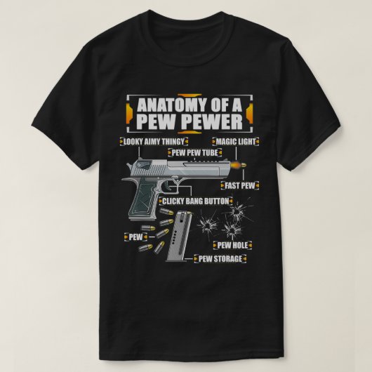 ピュー小水銃9mmピストルのメンズ解剖学 tシャツ (デザイン正面)