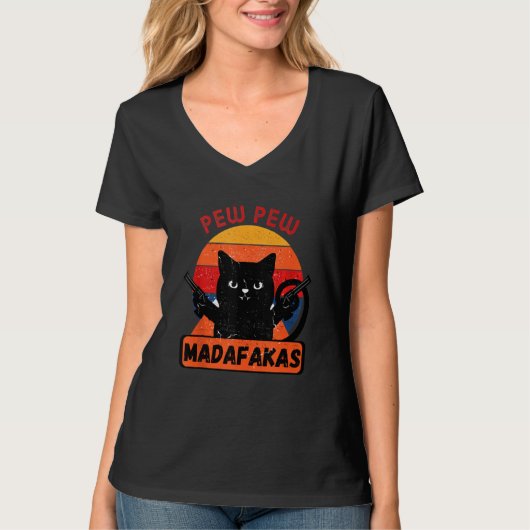 ピュー・ピュー・マダファカスレトロ猫 Tシャツ (正面)