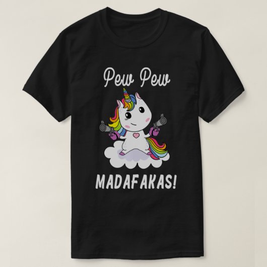 ピュー・ピュー・マダファカス・ユニコーンとピストルファンタジー・プール Tシャツ (デザイン正面)