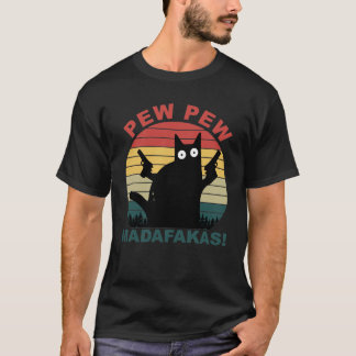 ピュー·マダファカおもしろいスの黒猫がTシャツを繕う Tシャツ