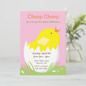 ピヨピヨ黄色のひよこイースターパーティーの招待状 招待状 (スタンド正面)