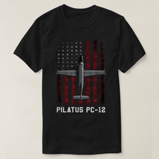 ピラタスPC 12飛行機 Tシャツ (デザイン正面)