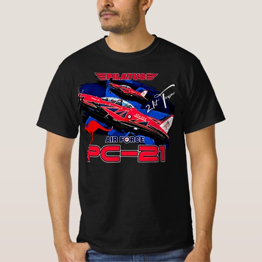 ピラタスPC-21高度パイロット訓練航空機 Tシャツ (正面)