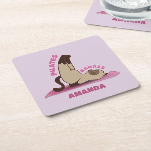 ピラツバダストレーニングキティキャットコースター スクエアペーパーコースター (アングル)