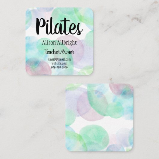 ピラツヨガ霊気スタジオウォーターカラースプラッシュ スクエア名刺 (正面/裏面)