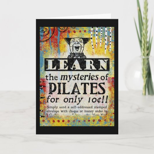 ピラティスのミステリーあいさつカード – おもしろいヴィンテージ カード (正面)