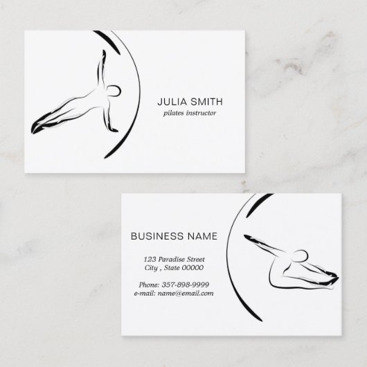 ピラティスインストラクターピラティスのポーズを両面 名刺 (正面/裏面)