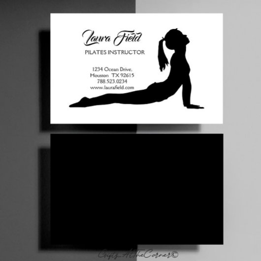 ピラティスインストラクターミニマリストブラック&ホワイト 名刺