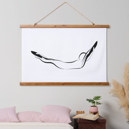 ピラティス両脚ストレッチポーズ – マット 吊り下げ型タペストリー (寝室)