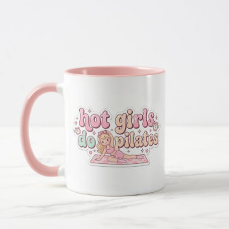 ピラティス女子へのギフト ピンクのガーリーフィットネスマグカップ マグカップ